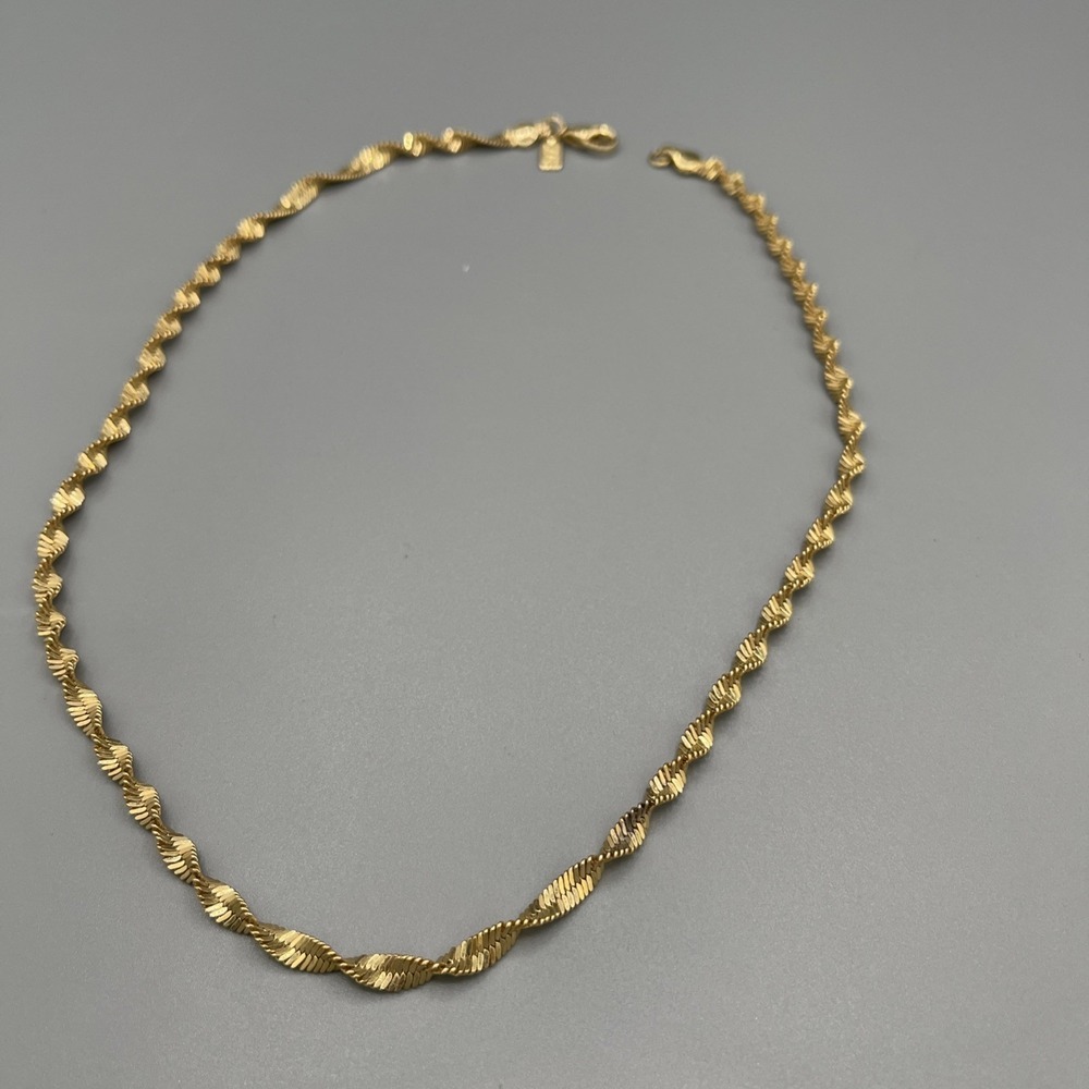 Vintage Lady Remington Gold-Tone Rope Chain Necklace | Cursive LR Tag 18"